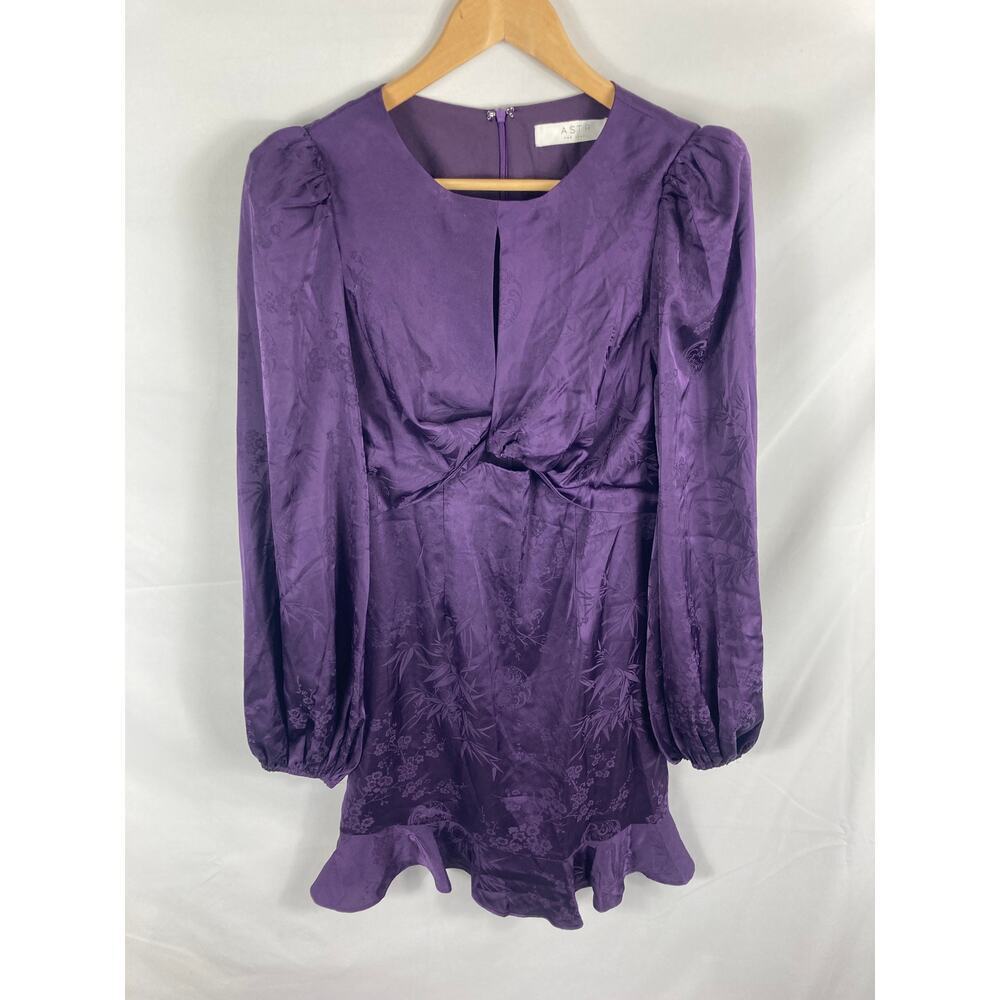 ASTR Elegant Purple Long Sleeve Dress